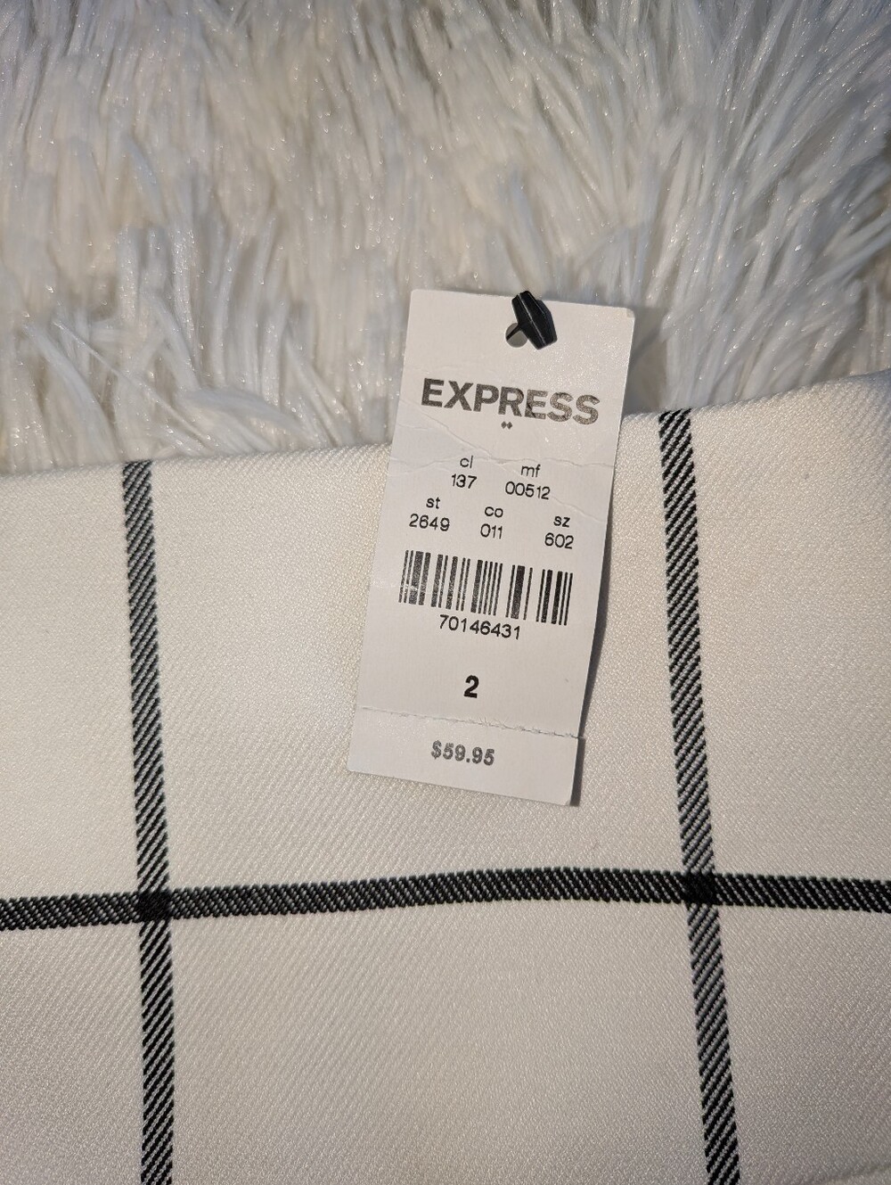 Express White Pencil Skirt with Black Windowpane Grid- NWT - Picture 2 of 5
